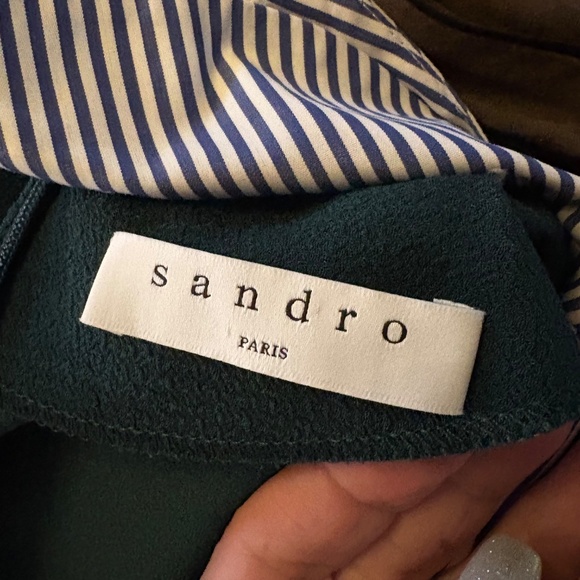 Sandro short green dress with collar - Picture 4 of 4